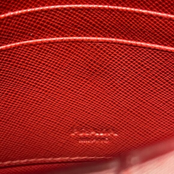 Prada Red Saffiano Slim Leather Envelope Clutch Wallet - Preowned - Picture 12 of 13